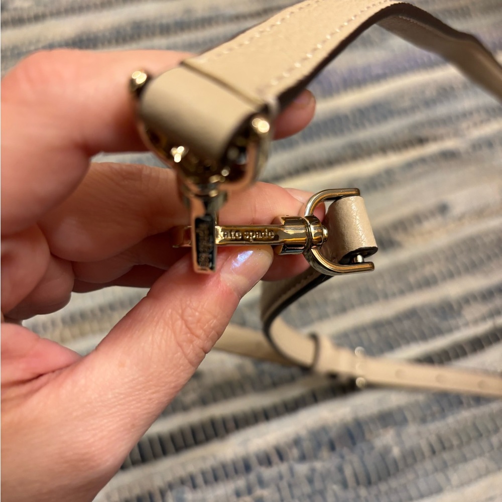 Kate Spade Cream Leather Shoulder Strap with Gold Hardware